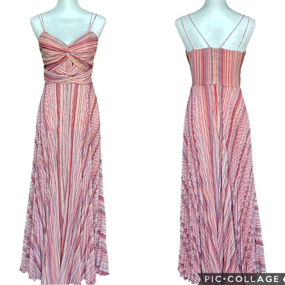 Parker Dress Size 4 Pink Pleated Beatrix Maxi Gown Twist-Front Party Sweetheart - Picture 2 of 11